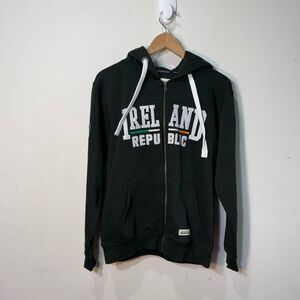 NWOT Ireland Republic Full Zip Hoodie Mens Deep Green Cotton Appliqué Logo M